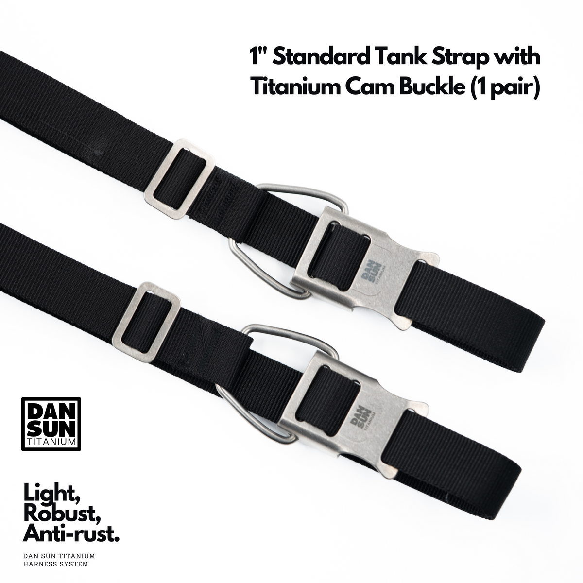 1" Tank Strap with Titanium Cam Buckle (1 pair) image 0