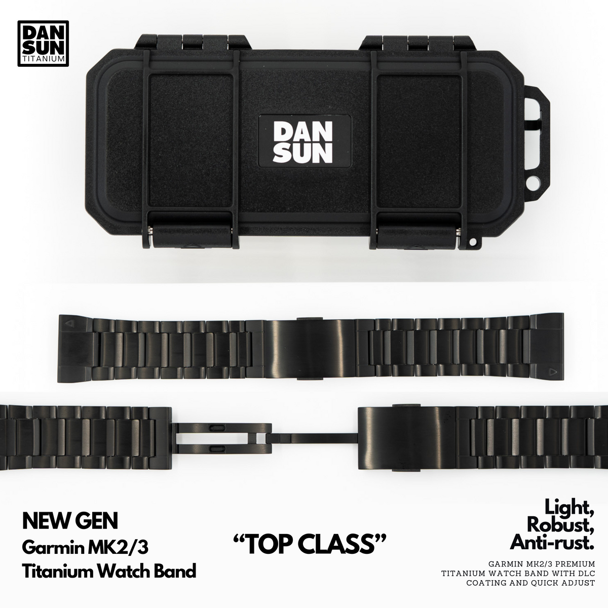 Top Class Garmin MK2/3 DLC Coating Titanium Watch Band image 0