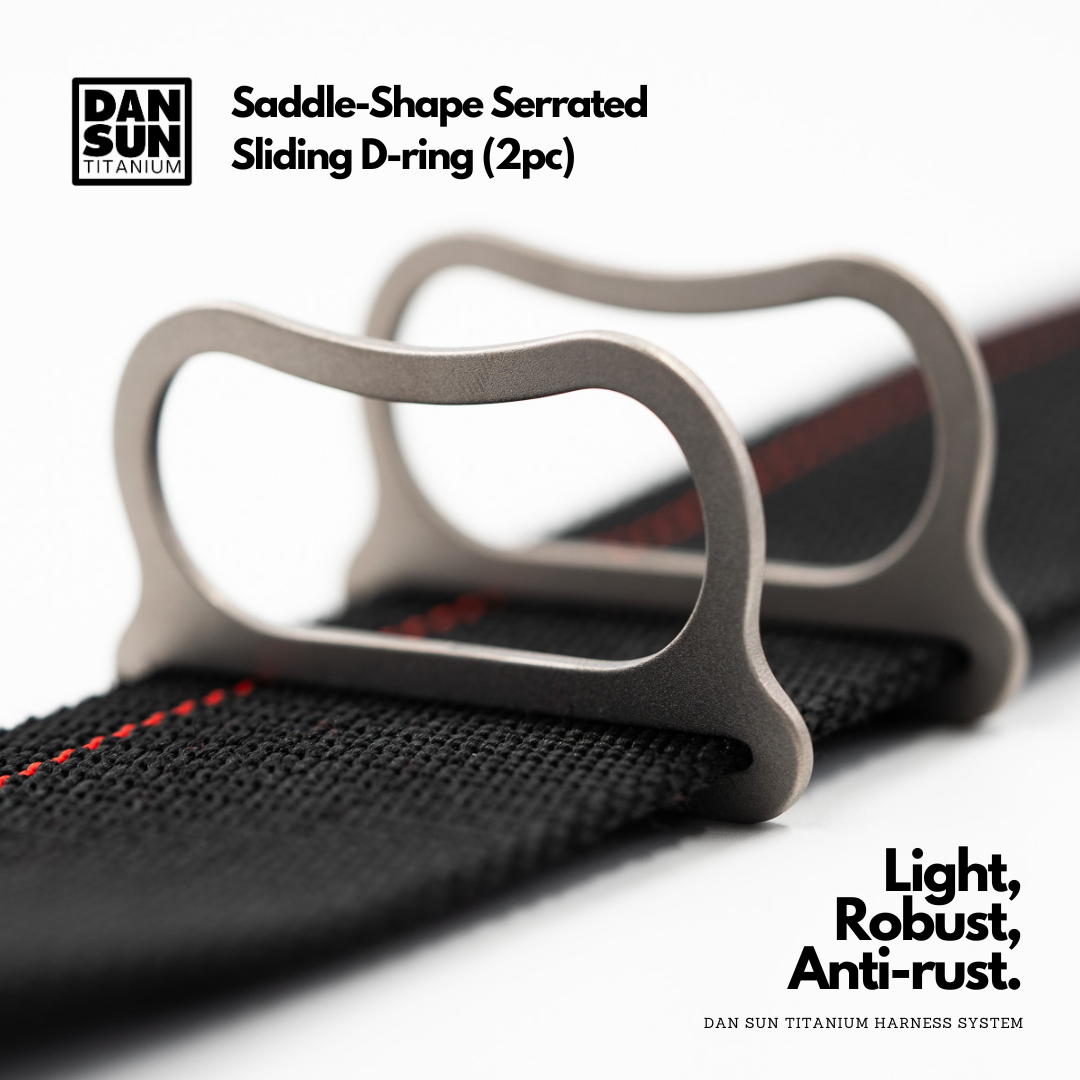 Saddle-shaped Serrated Sliding D-ring (2pc) - Sidemount Harness System image 1