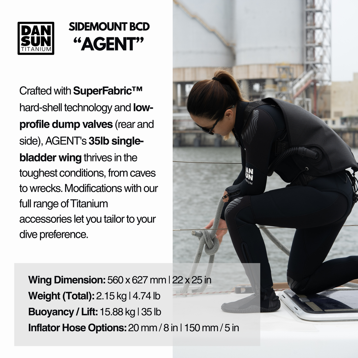 TITANIUM "AGENT" SIDEMOUNT BCD image 3