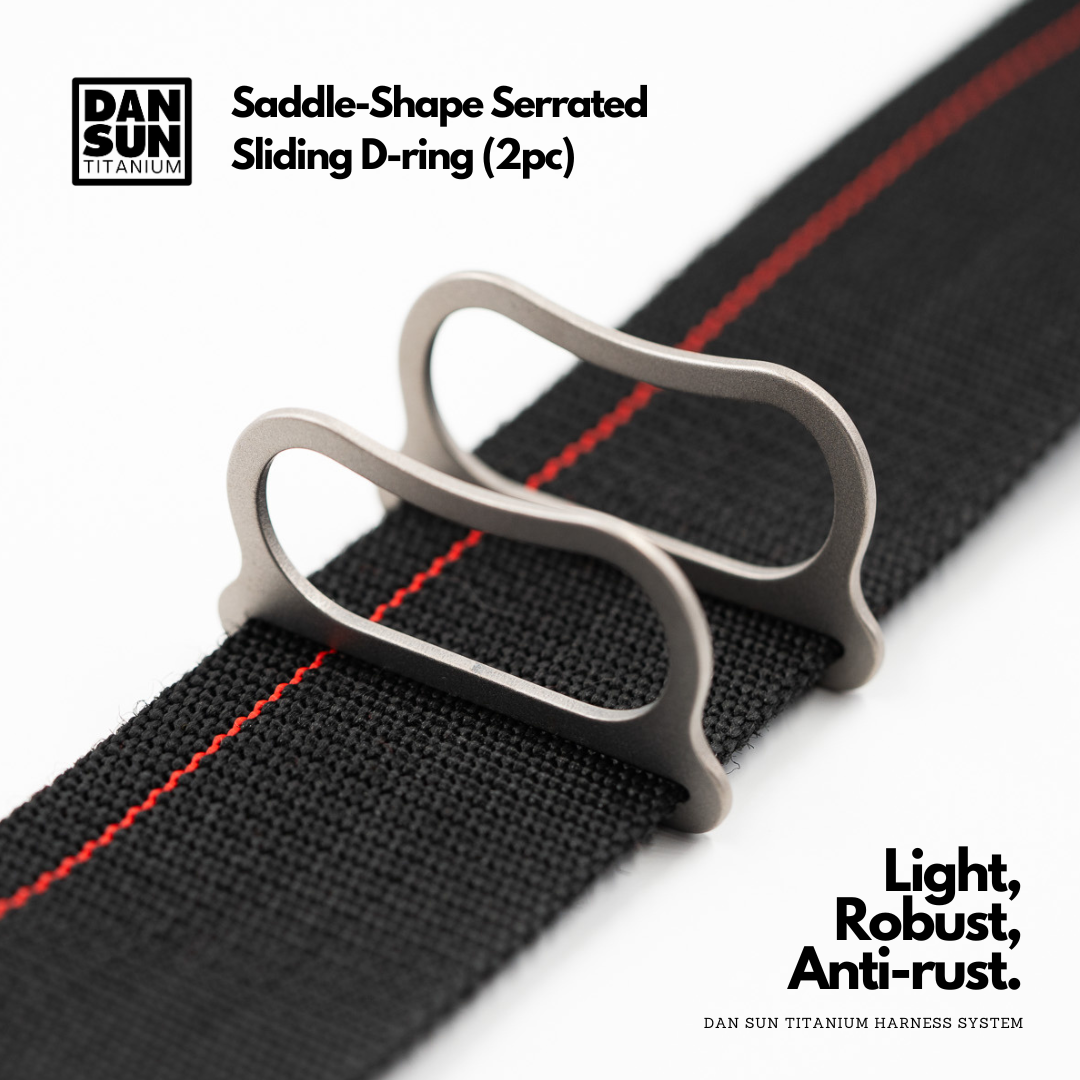 Saddle-shaped Serrated Sliding D-ring (2pc) - Sidemount Harness System image 2