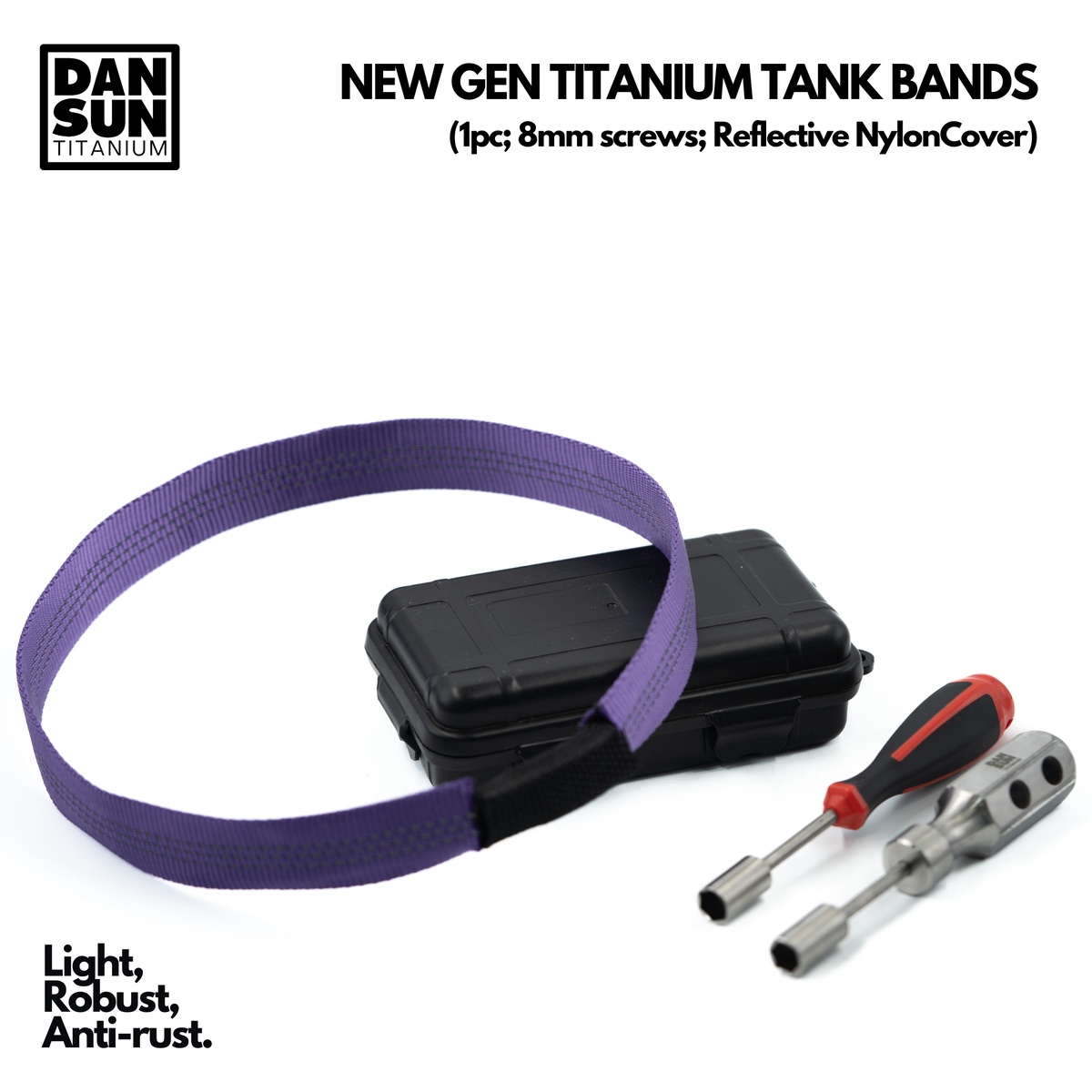 Titanium Tank Band (1pc; 8mm screw; reflective nylon) image 7