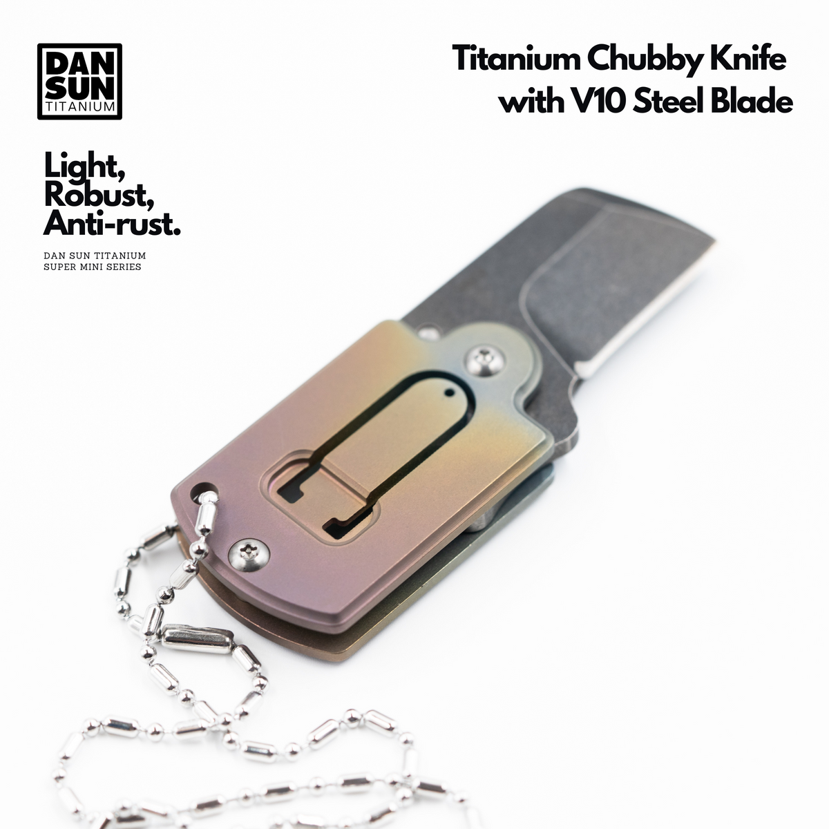 Titanium Chubby Knife with V10 Steel Blade image 2