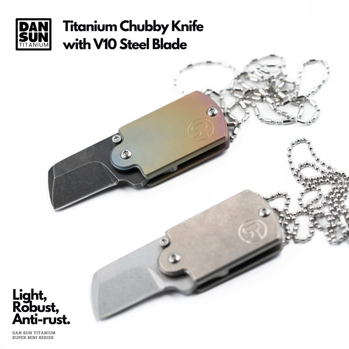 Titanium Chubby Knife with V10 Steel Blade image 1
