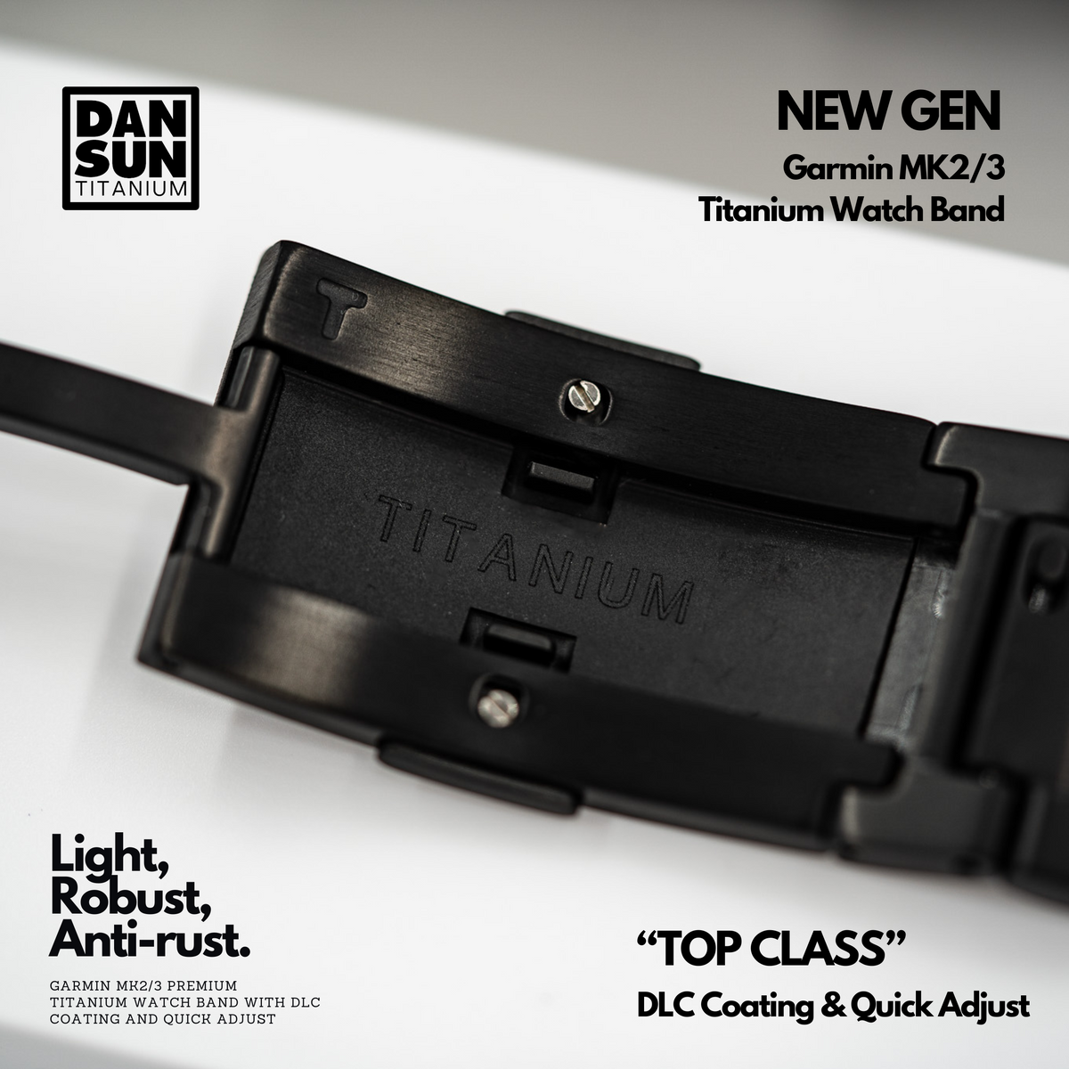 Top Class Garmin MK2/3 DLC Coating Titanium Watch Band image 1