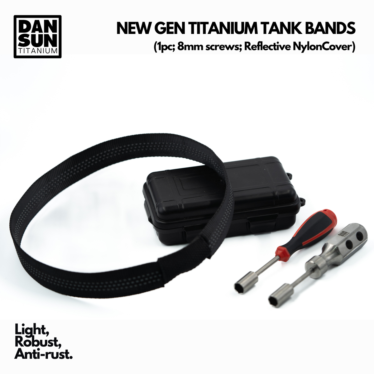 Titanium Tank Band (1pc; 8mm screw; reflective nylon) image 5