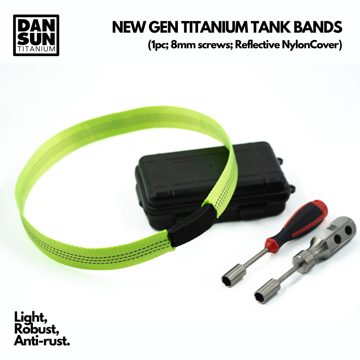 Titanium Tank Band (1pc; 8mm screw; reflective nylon) image 10