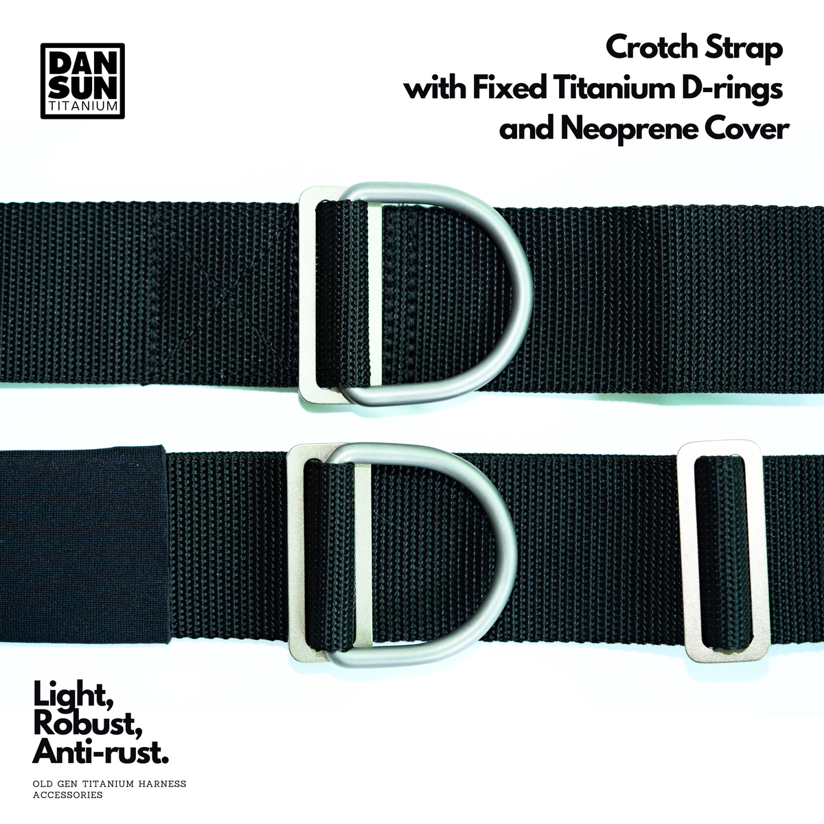 Crotch Strap with Fixed Titanium D-rings and Neoprene Cover image 3