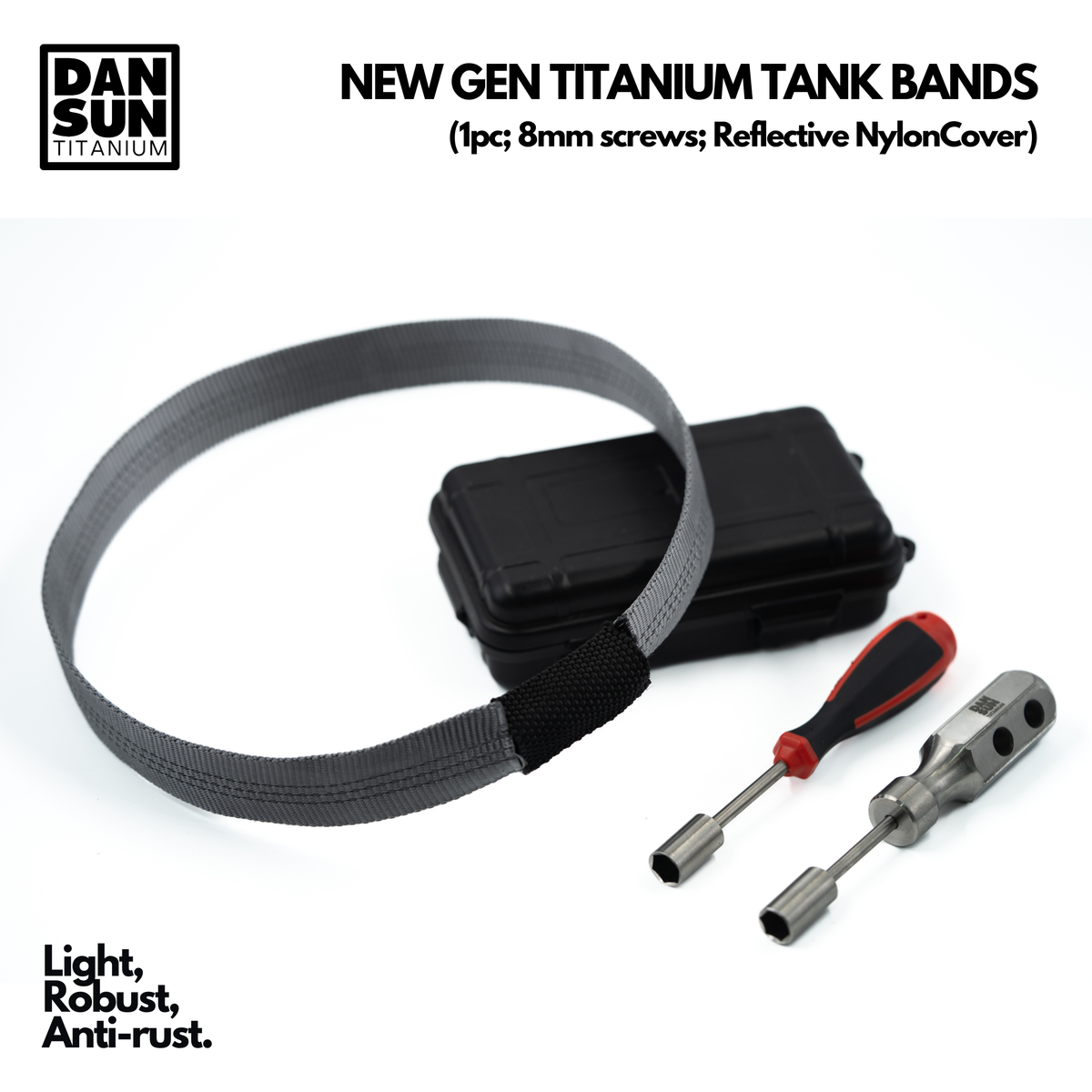 Titanium Tank Band (1pc; 8mm screw; reflective nylon) image 6
