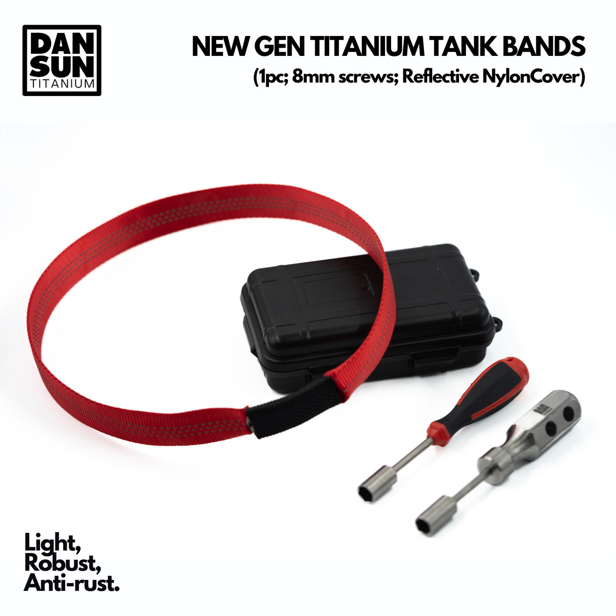 Titanium Tank Band (1pc; 8mm screw; reflective nylon) image 9