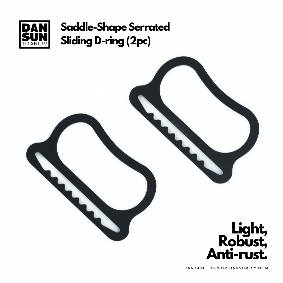 Saddle-shaped Serrated Sliding D-ring (2pc) - Sidemount Harness System image 3