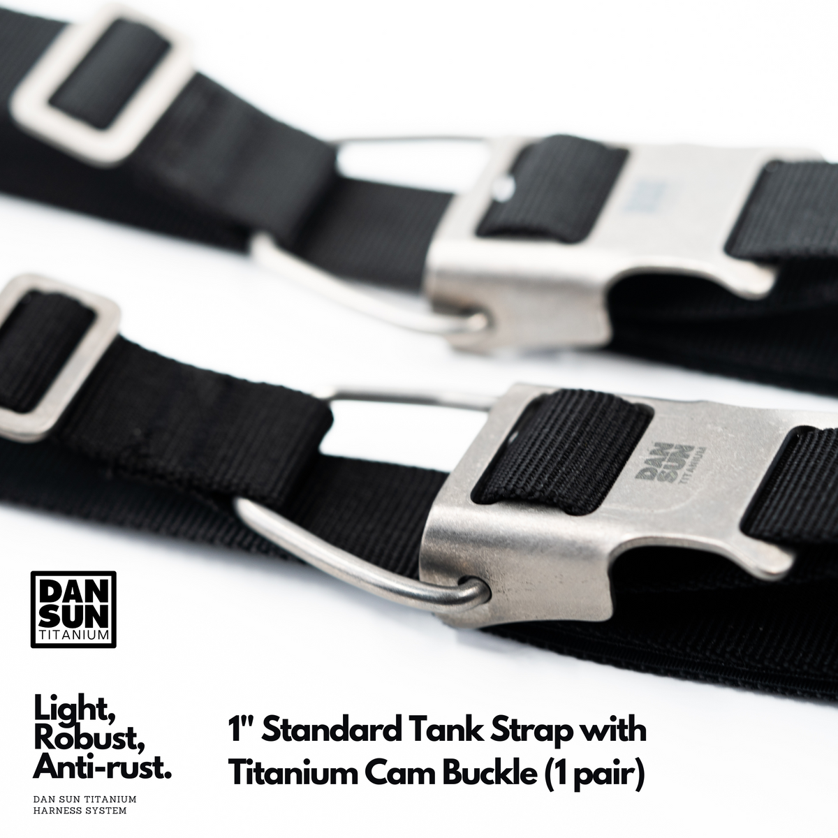 1" Tank Strap with Titanium Cam Buckle (1 pair) image 3