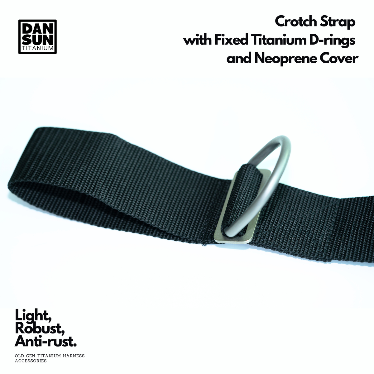 Crotch Strap with Fixed Titanium D-rings and Neoprene Cover image 2