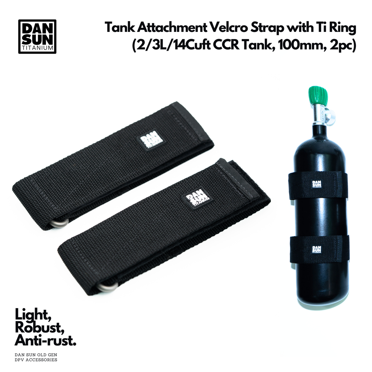 Tank Attachment Velcro Strap with Ti Ring (2pc) image 0