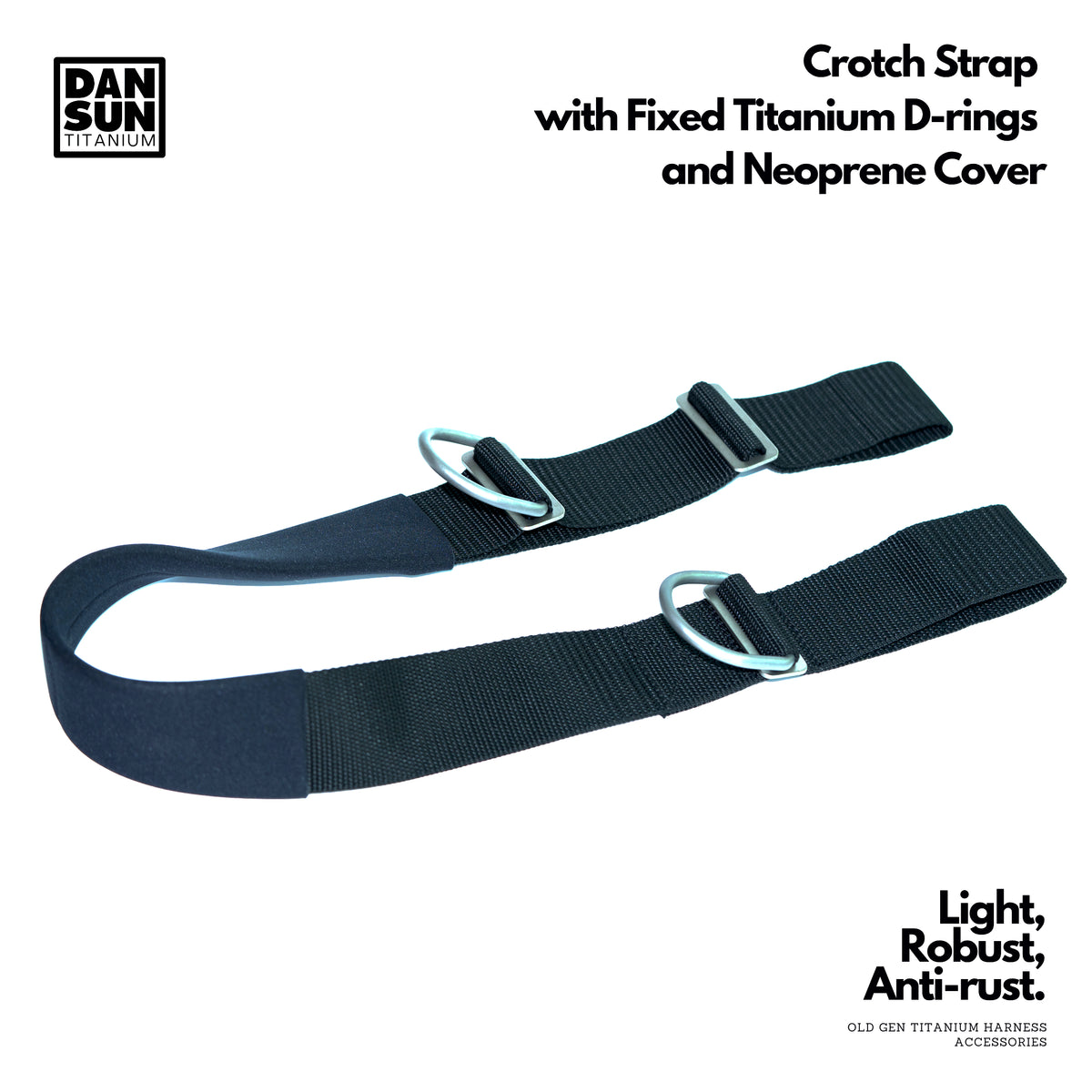 Crotch Strap with Fixed Titanium D-rings and Neoprene Cover image 0